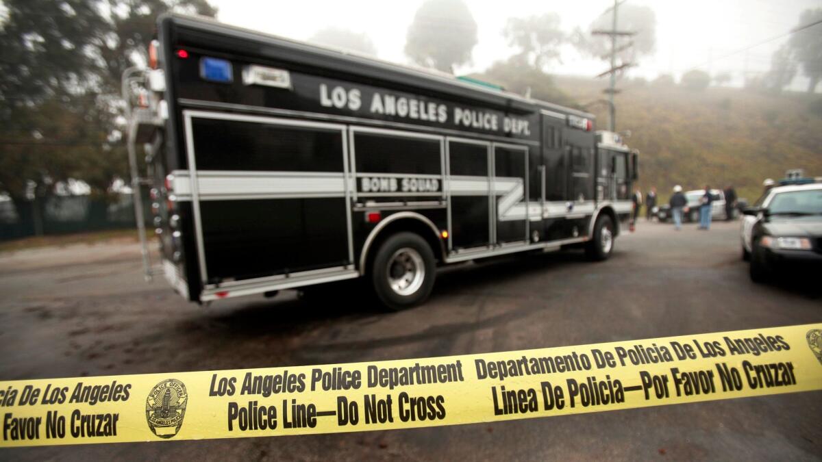 An LAPD bomb squad vehicle in Playa del Rey in 2014.