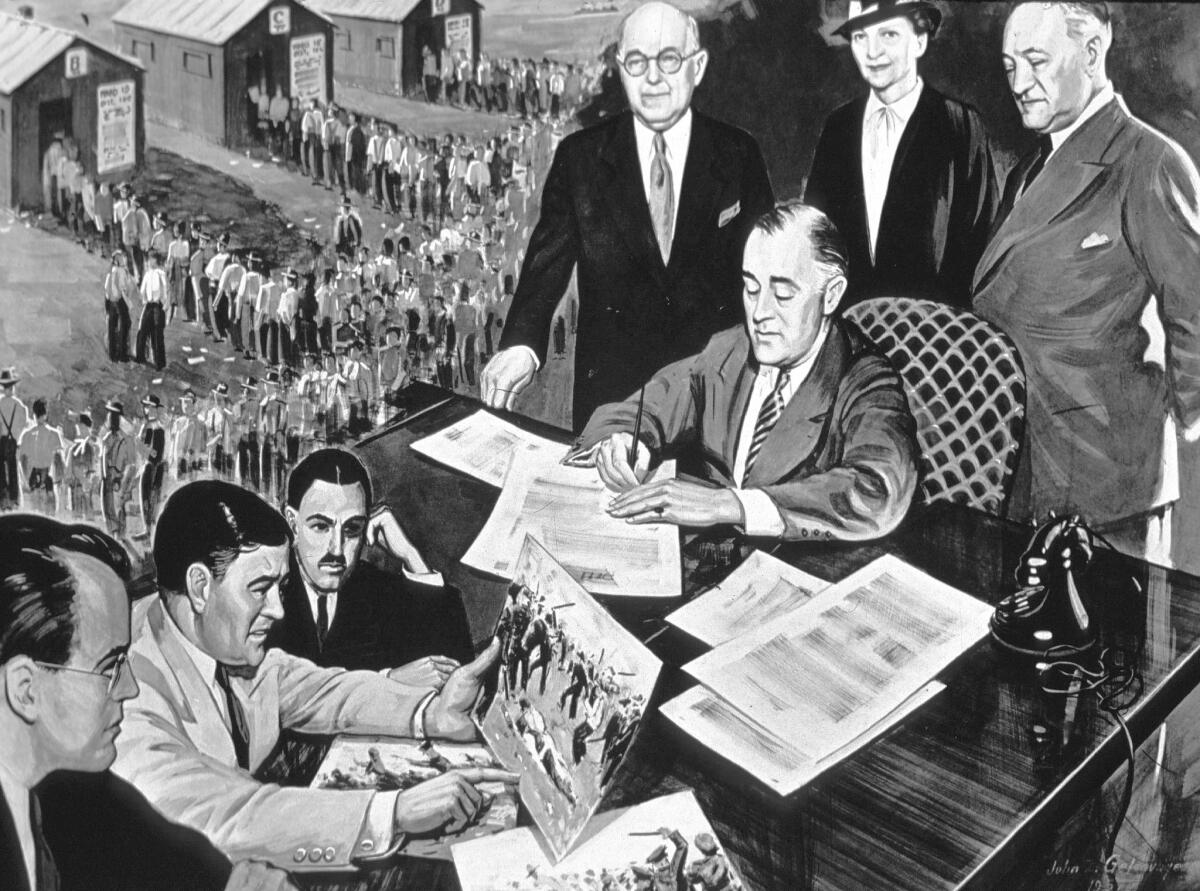 The practice of shifting employment to subcontractors or calling workers independent contractors helped inspire passage of the National Labor Relations Act signed by President Franklin D. Roosevelt in 1935.