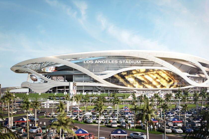An artist's rendering of the proposed NFL stadium in Carson.