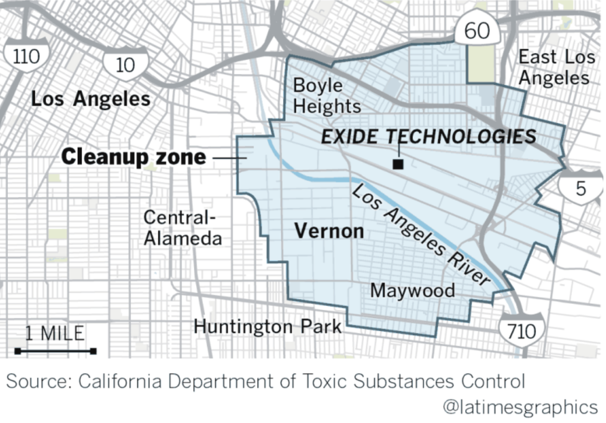 Map of the Exide Cleanup Zone