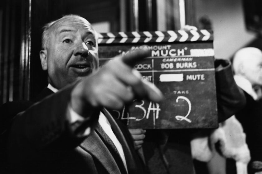 13th June 1955: Film director and auteur Alfred Hitchcock (1899-1980) filming 'The Man Who Knew Too Much', a Paramount remake of his 1934 spy thriller. (Photo by Baron/Getty Images)