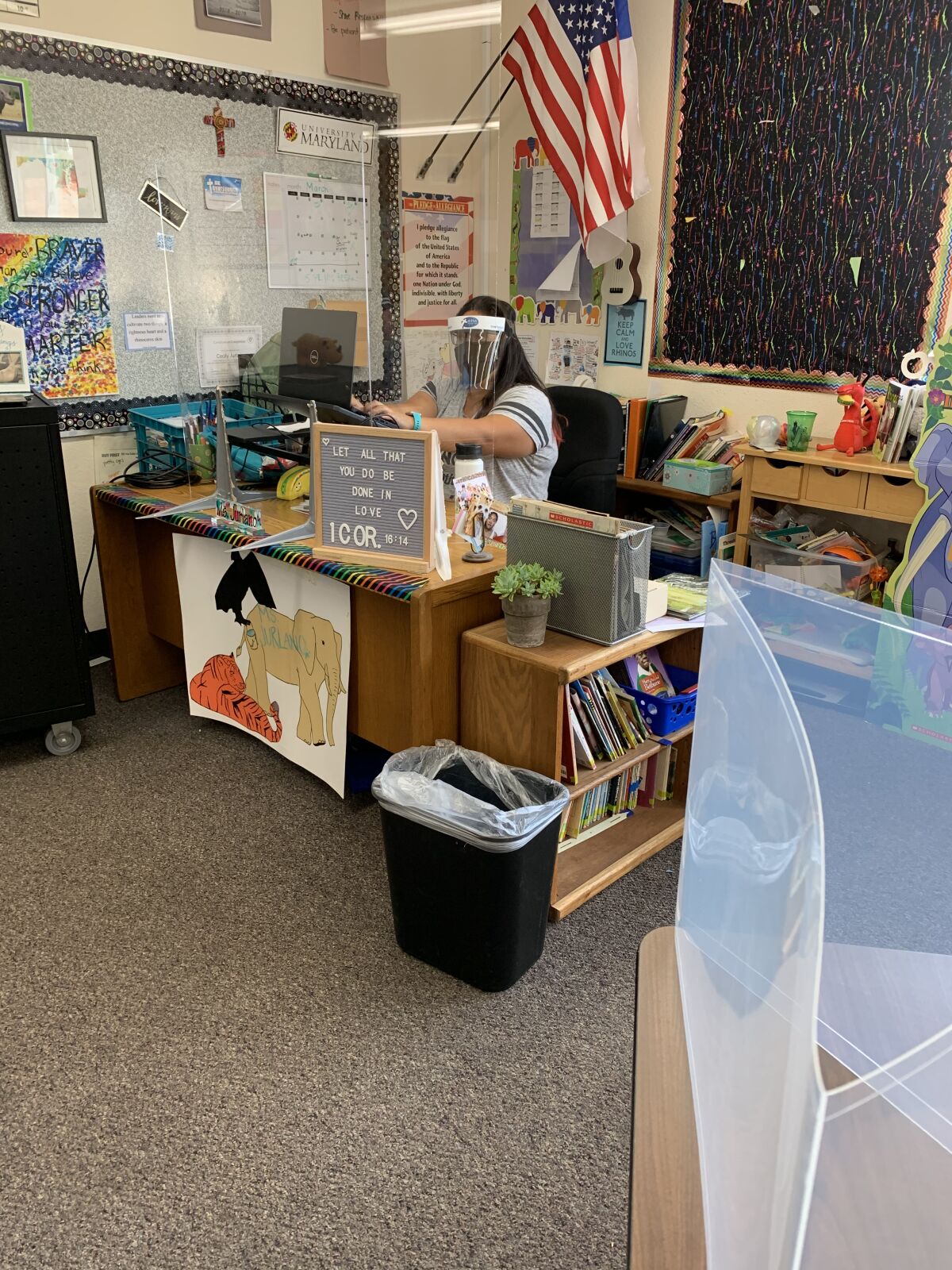 All teachers at St. Paul's Lutheran School in Pacific Beach will have plexiglass shields in front of their desks.