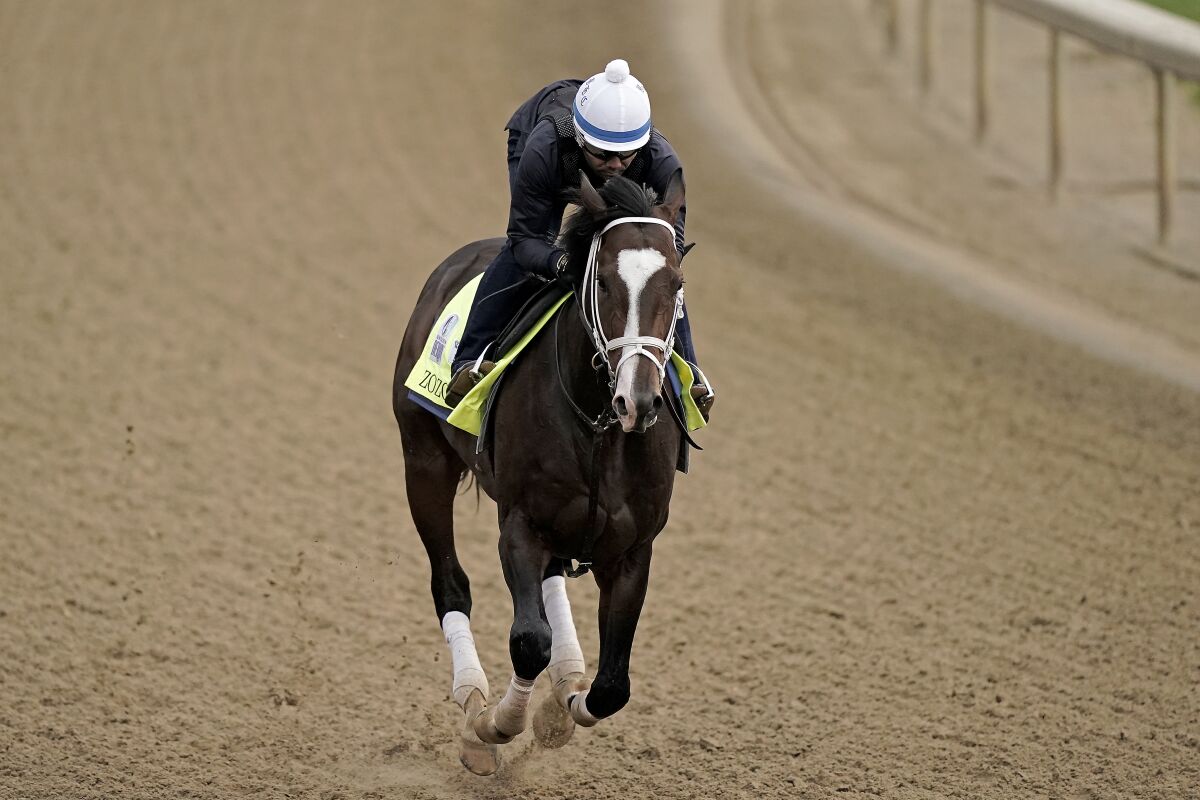 Kentucky Derby entrant Zozos works out at Churchill Downs on Wednesday.
