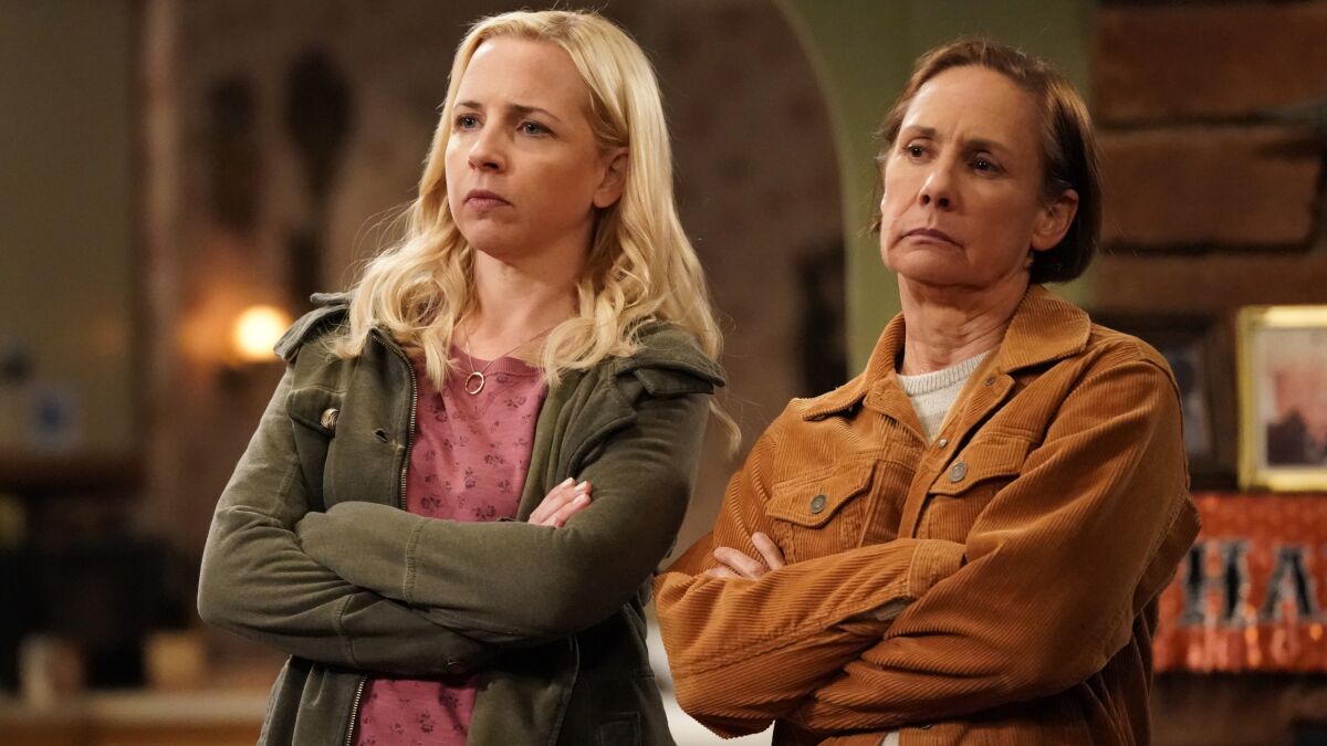 Lecy Goranson, left, and Laurie Metcalf in a Halloween episode of "The Conners" on ABC.