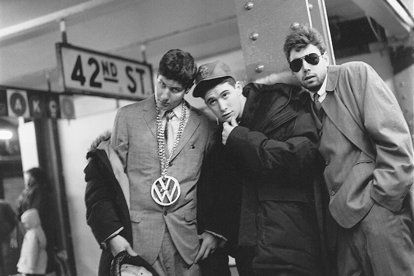 The Beastie Boys in New York City in 1986. Left to right: Michael Diamond (aka Mike D), Adam Horovitz (Ad-Rock), and Adam Yauch (aka MCA, 1964-2012).