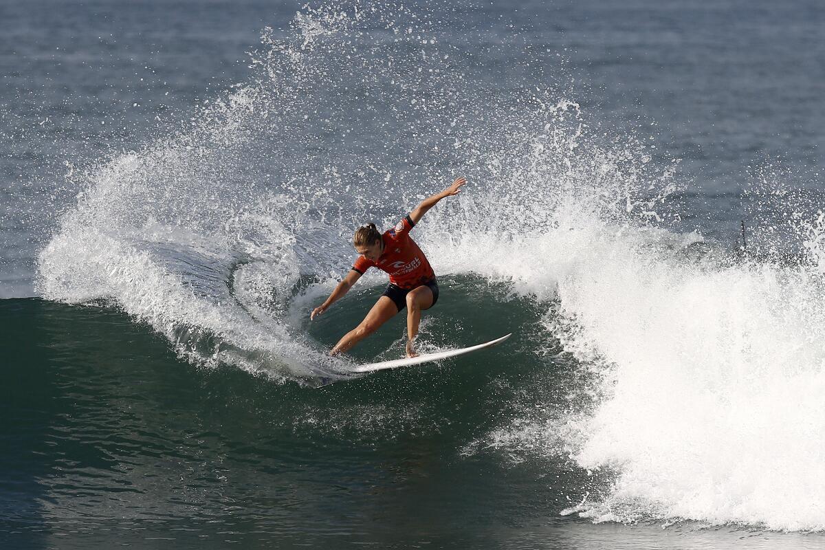 Australia's Stephanie Gilmore competes at the World Surf League finals at Lower Trestles Beach on Thursday.