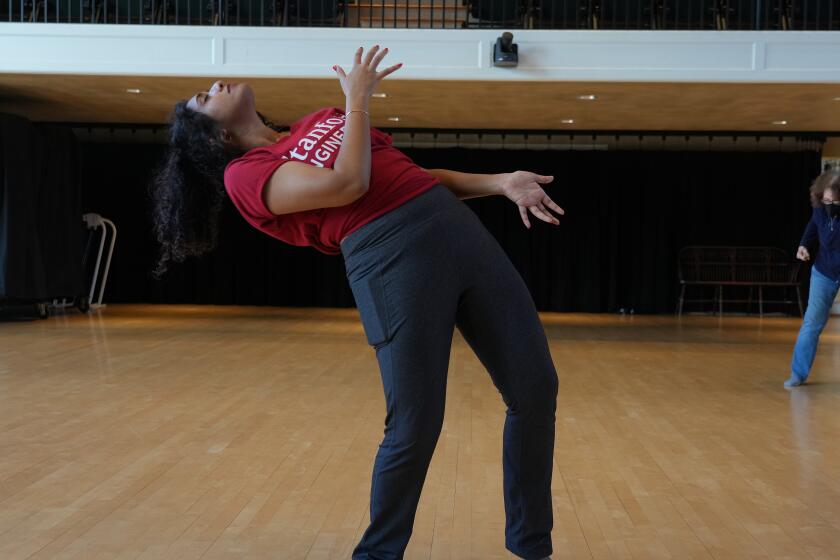 Kristi Maisha, a Stanford graduate student, during an improvisational movement class.
