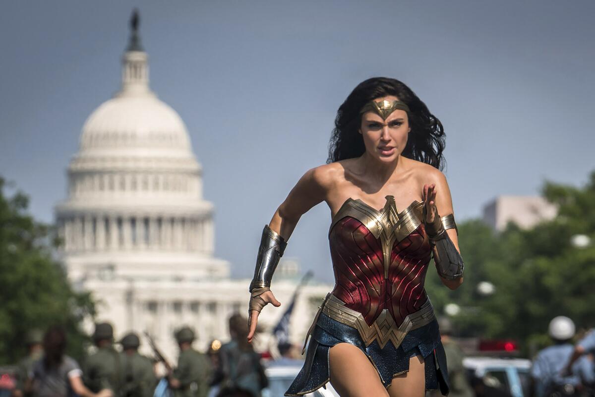 Gal Gadot as Wonder Woman outside the U.S. Capitol building