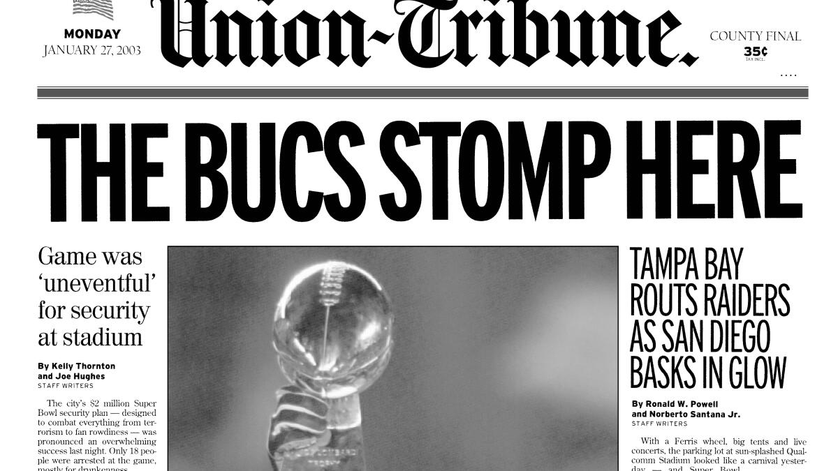 From the Archives: San Diego's last Super Bowl? - The San Diego  Union-Tribune