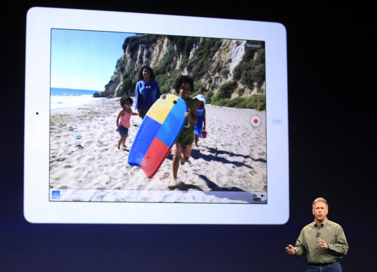 Phil Schiller, Apple's senior vice president of worldwide marketing, talks about the new iPad during an event in San Francisco on Wednesday.