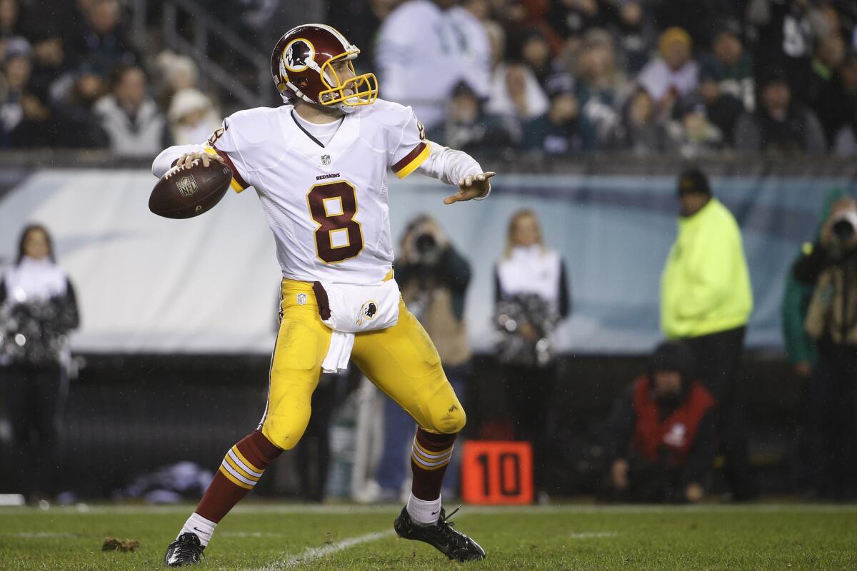 Redskins quarterback Kirk Cousins throws a pass during the second half of a game against the Eagles on Dec. 26.