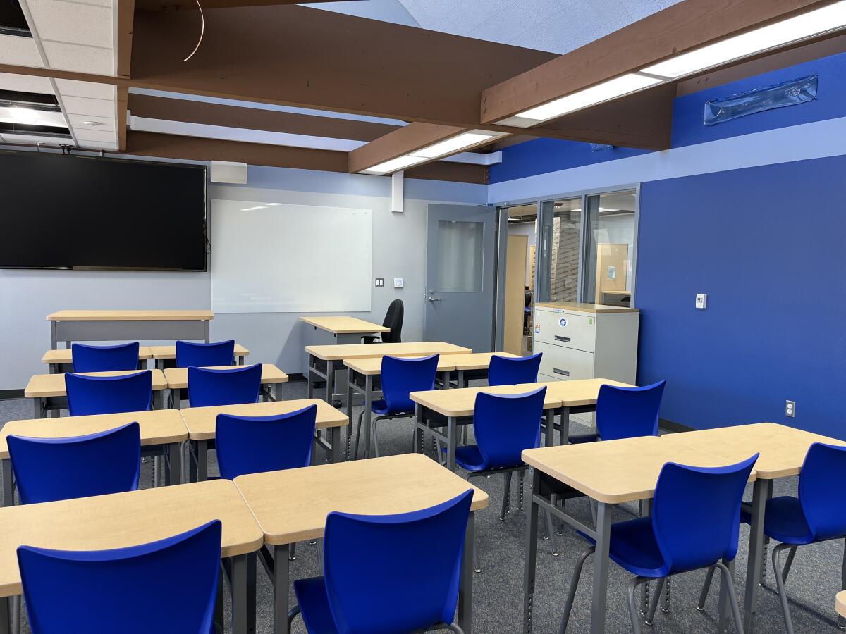 A new math classroom at Diegueno Middle.