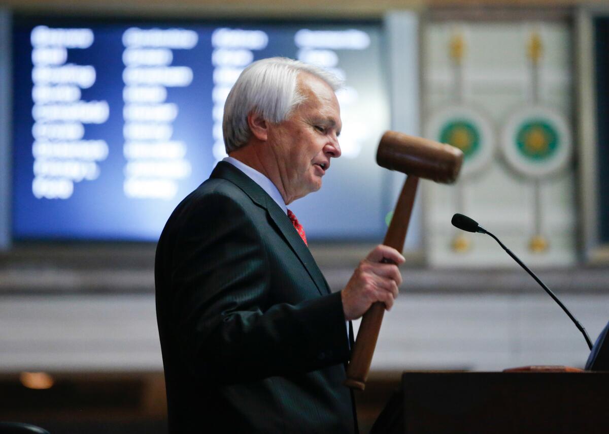 Ron Ramsey presides over the Tennessee Senate in Nashville. Ramsey has spearheaded an effort to oust three Democratic state Supreme Court justices who are up for retention elections Thursday,