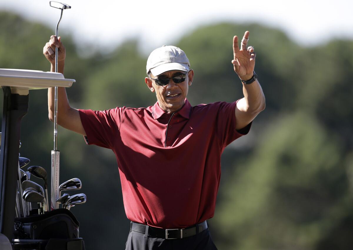President Obama has played golf nearly 250 times while in office, including several rounds during his vacation this month on Martha's Vineyard in Massachusetts, but only five times has he golfed with members of Congress.