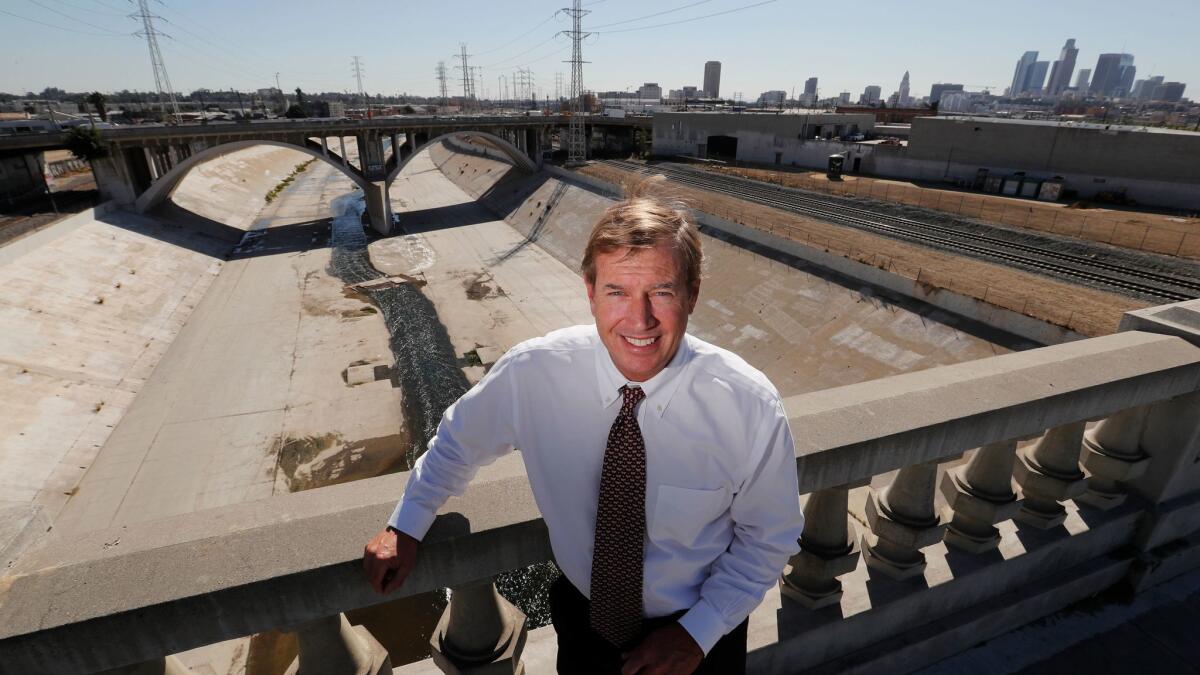 The rubber dam would be the first new major piece of infrastructure constructed on the 51-mile-long L.A. River since the late 1930s, when it was transformed into a concrete flood-control channel. Above, hydrologist Mark Hanna, who helped design the project.