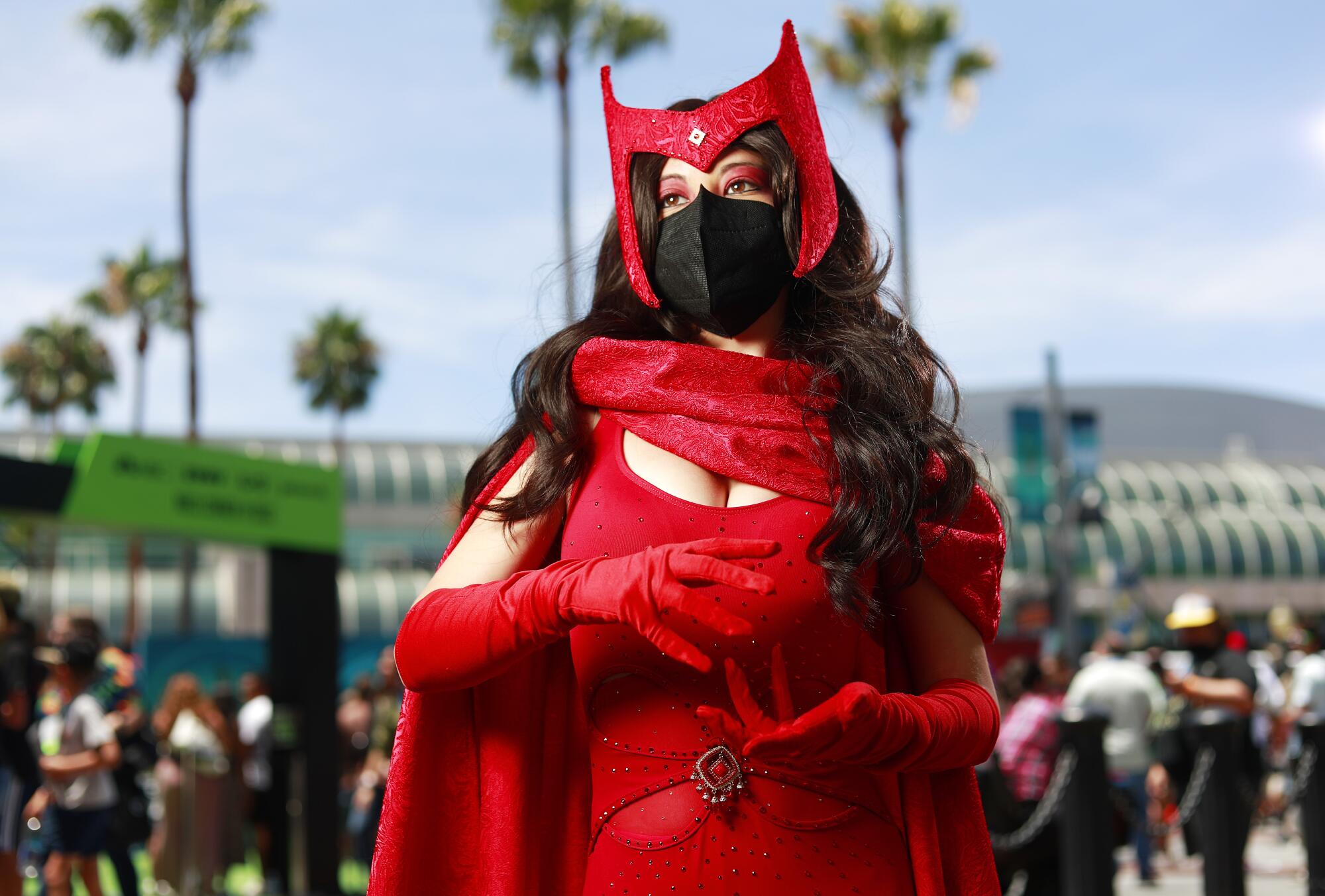 Aravis Rey of Riverside dressed as Scarlet Witch at Comic-Con.