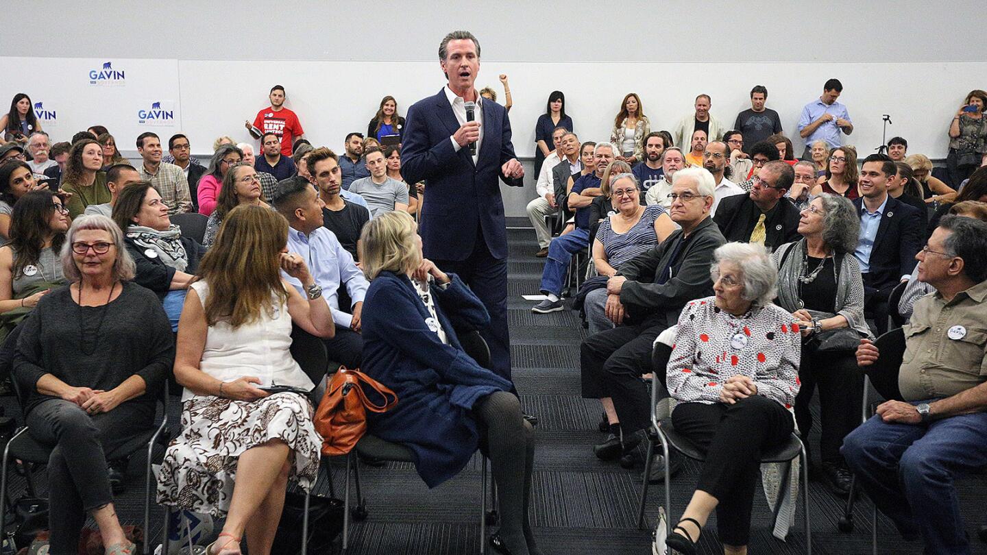 Photo Gallery: California Lt. Governor Gavin Newsom speaks in town hall like campaign gathering at Goodwill Community Room in Los Angeles