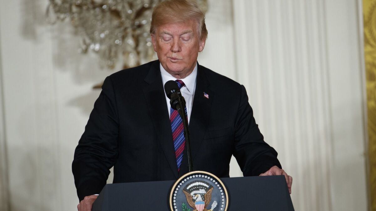 President Donald Trump at a White House news conference on April 3.