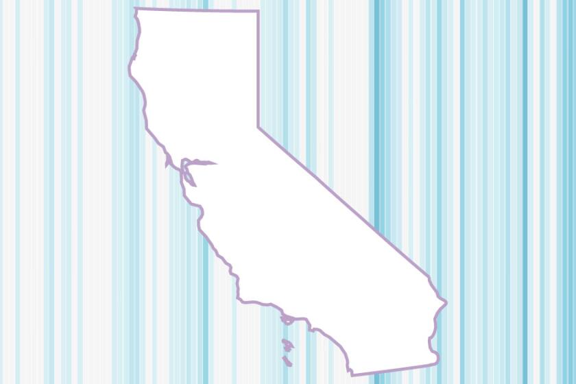 An outline of California over a rain stripes graphic