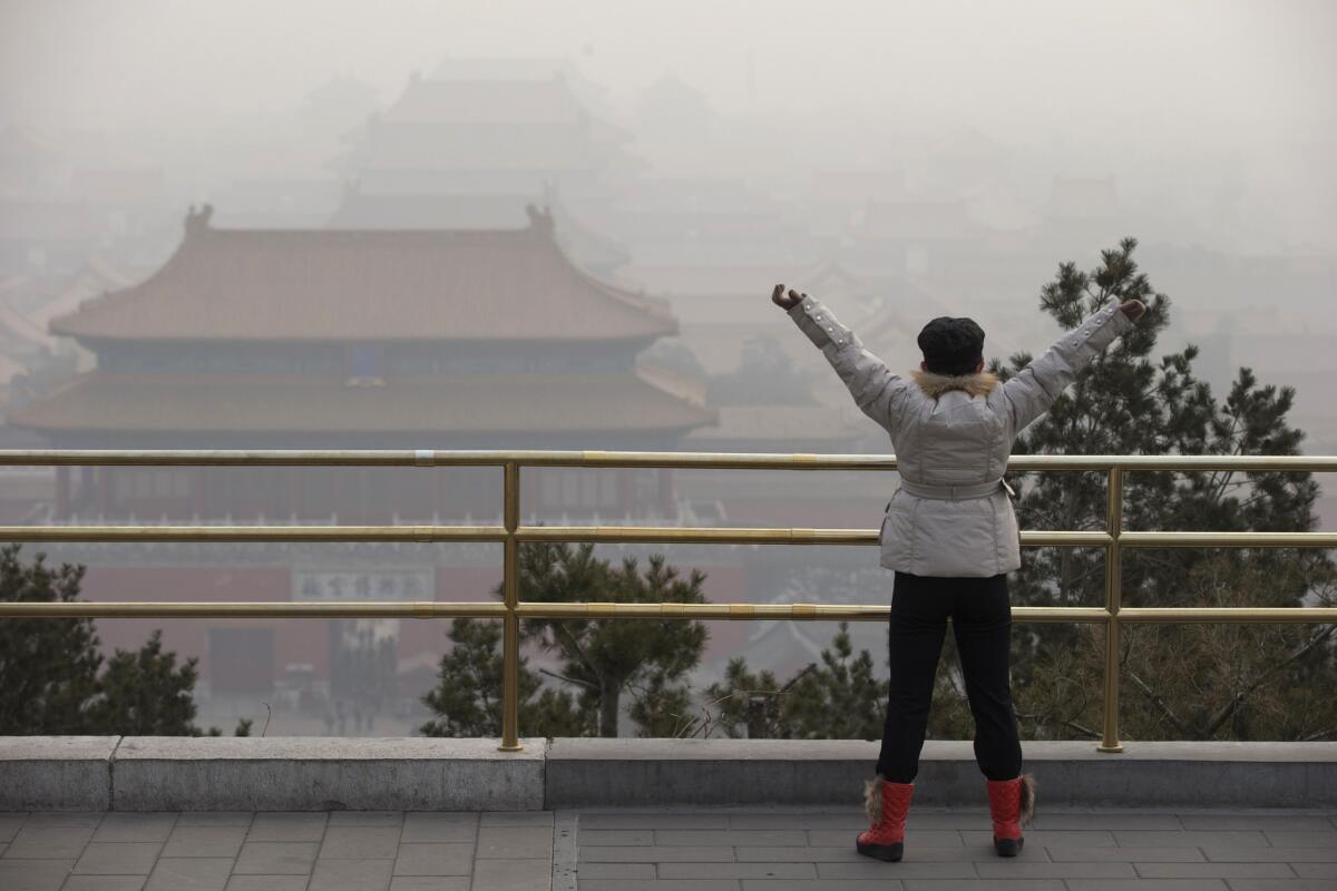 Air pollution in Beijing's Forbidden City.