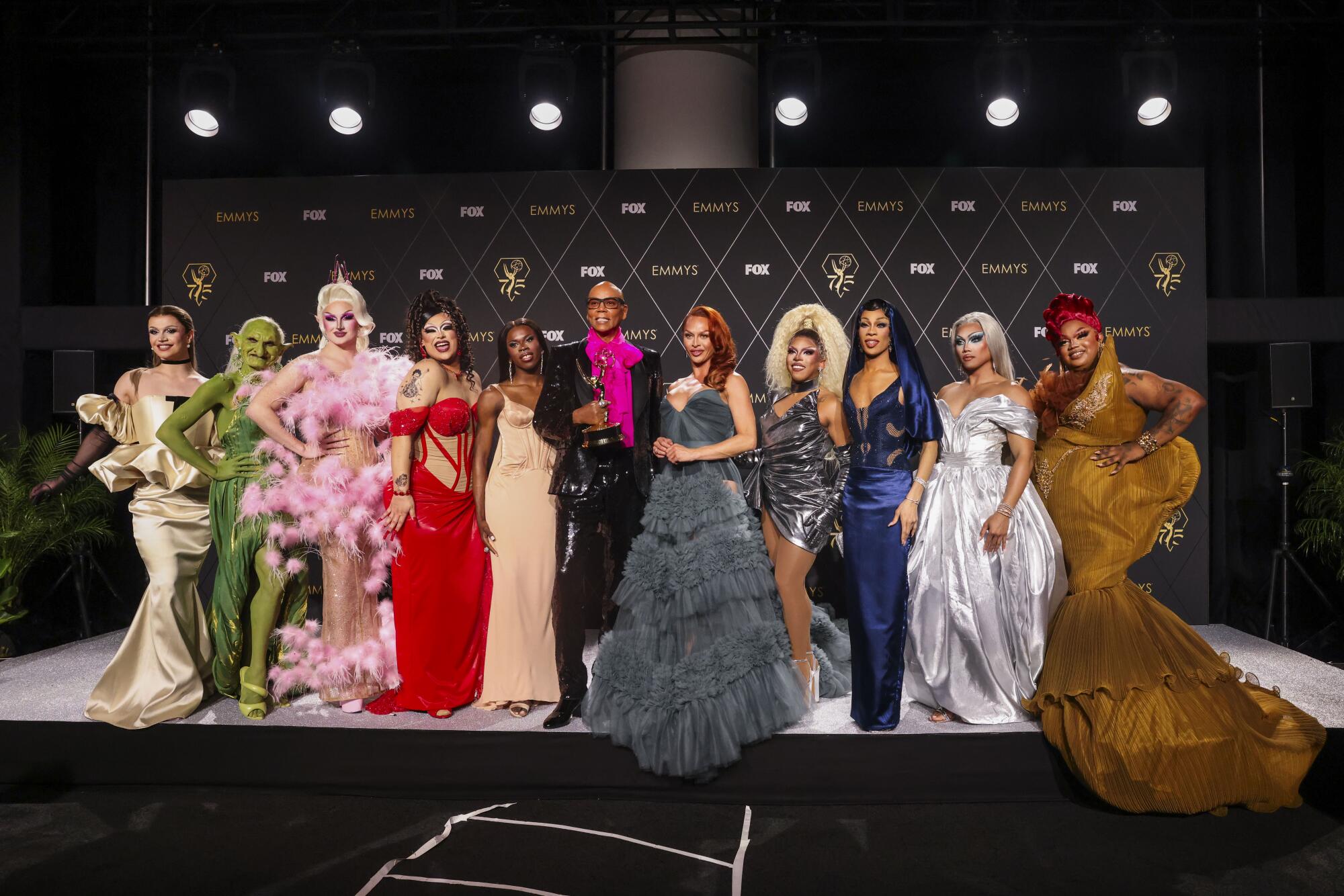 RuPaul and the cast of "RuPaul's Drag Race" sashayed into the press room.