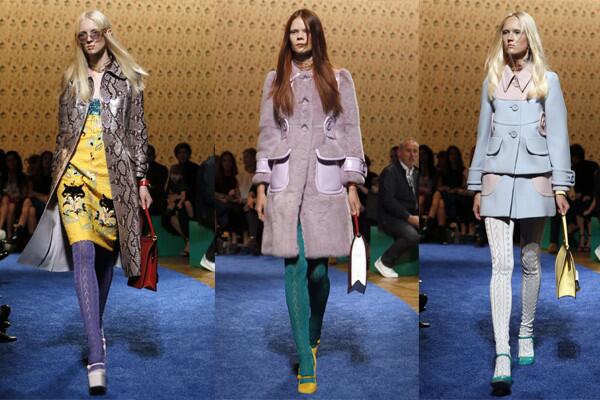 Looks from the spring/summer 2014 Miu Miu show, designed by Miuccia Prada, are shown during Paris Fashion Week.
