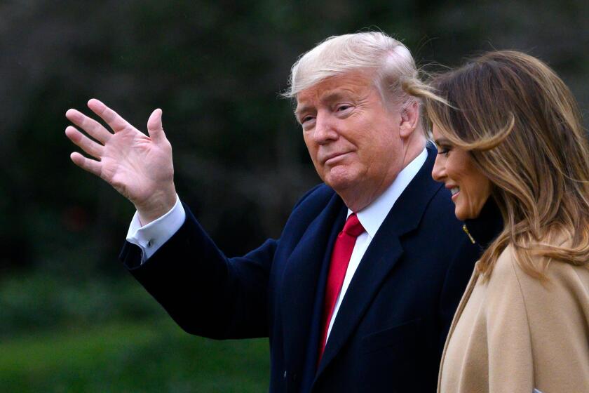 US President Donald Trump waves as he and First Lady Melania Trump walk to Marine One before departing from the South Lawn of the White House in Washington, DC on January 31, 2020. (Photo by ANDREW CABALLERO-REYNOLDS / AFP) (Photo by ANDREW CABALLERO-REYNOLDS/AFP via Getty Images)