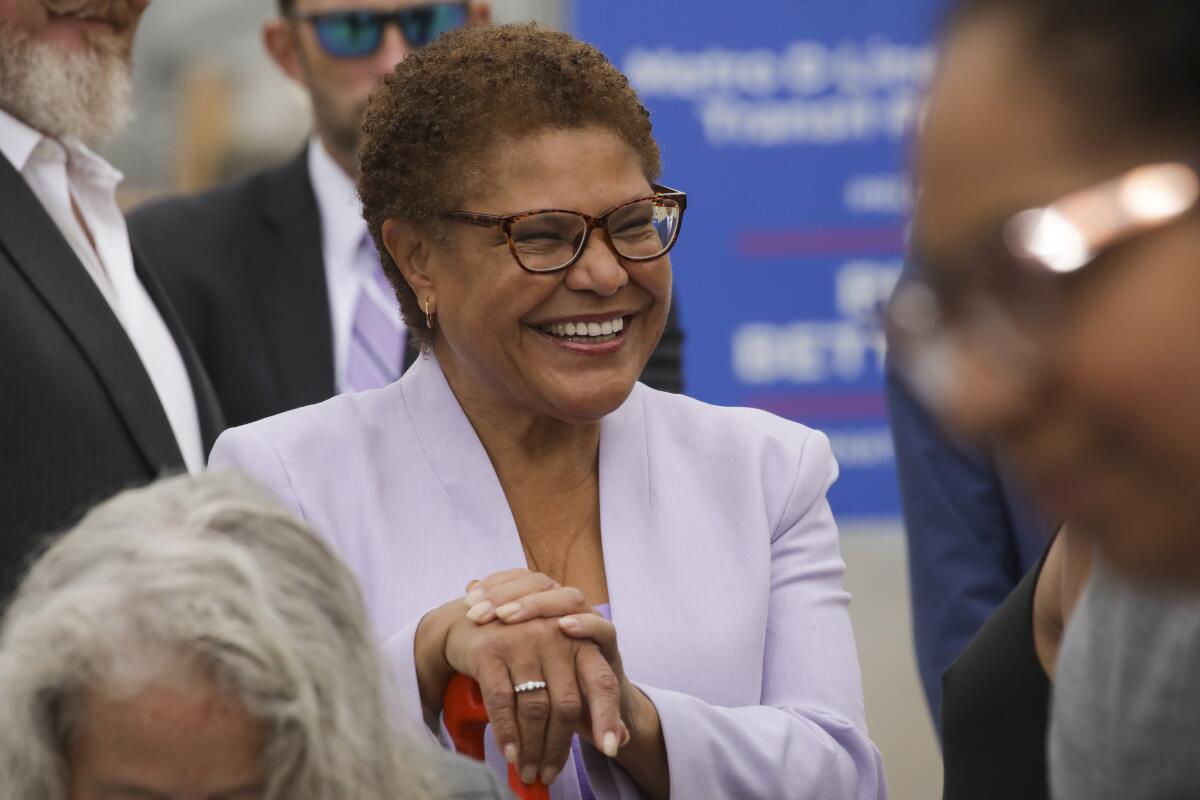 Los Angeles mayoral candidate Rep. Karen Bass on Oct. 13. 