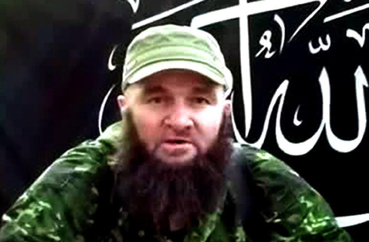 This screen grab taken from undated video shows a man identified as Russia's top Islamist leader, Doku Umarov.