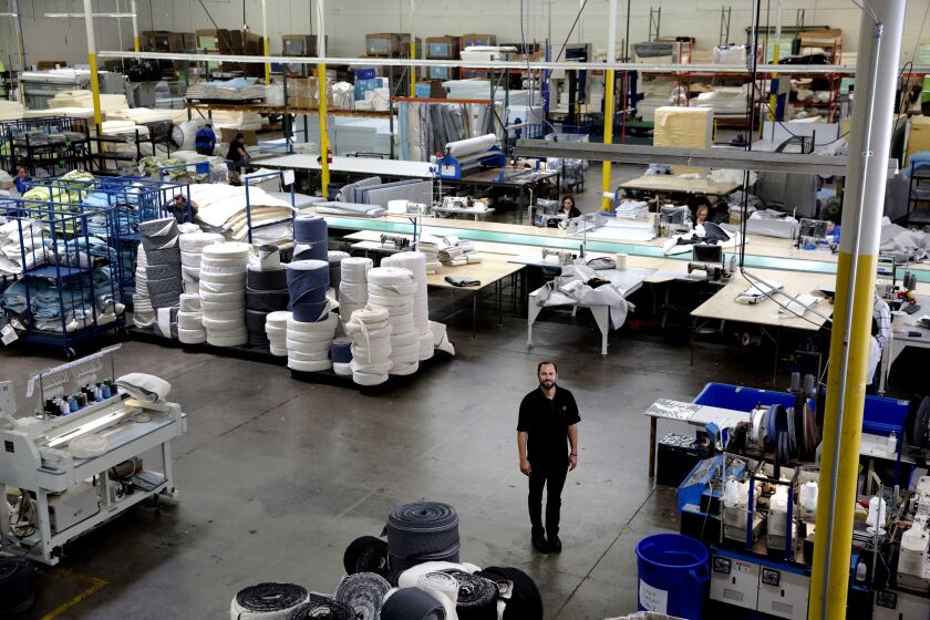COMPTON, CALIF. - JULY 25, 2019: Shaun Pennington, president of Diamond Mattress, initially did not want to take over the nearly 80-year-old family business but is now leading the company through a time of disruption amid an increase in industry players in Compton, Calif. on Thursday, July 25, 2019. (Liz Moughon / Los Angeles Times)