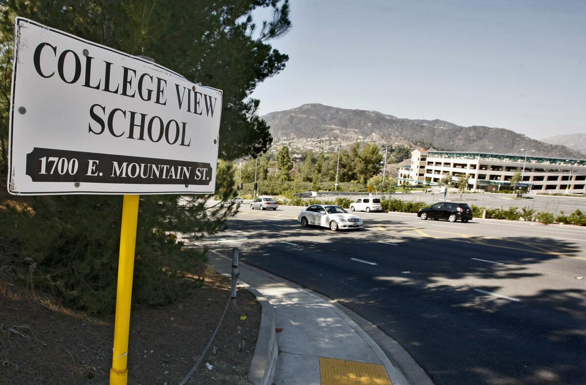 College View School sign at the entrance to the school across the street from Glendale College in Glendale on Friday, Feb. 21, 2014.