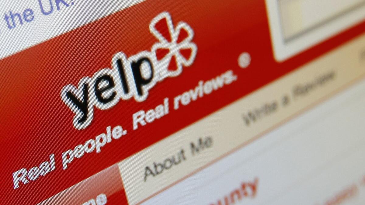 The Yelp website on a computer screen in 2010.