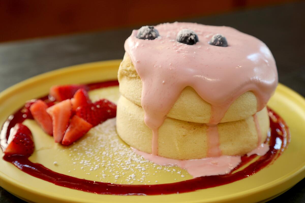 Strawberry soufflé pancakes at Burnt Crumbs in Irvine.