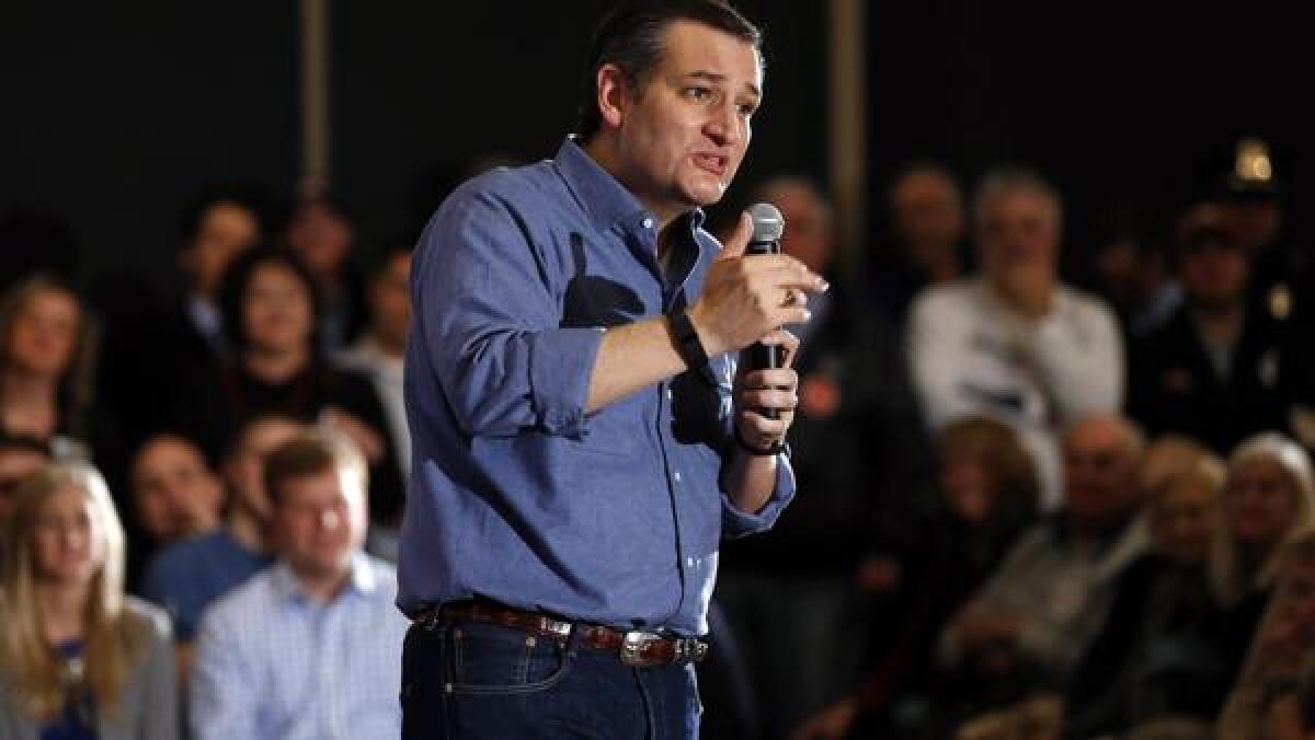 Republican presidential candidate Ted Cruz at a rally in West Des Moines, Iowa.