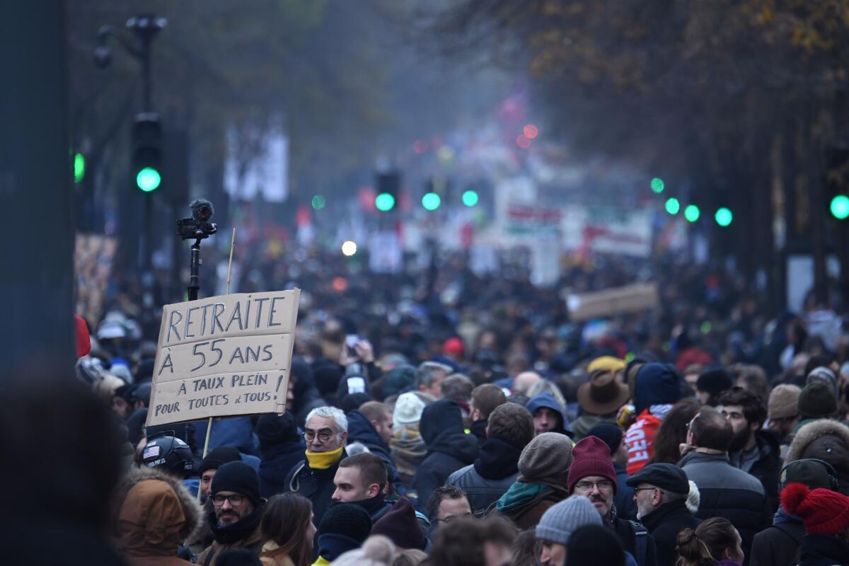 Protest against the pension overhauls  in Paris