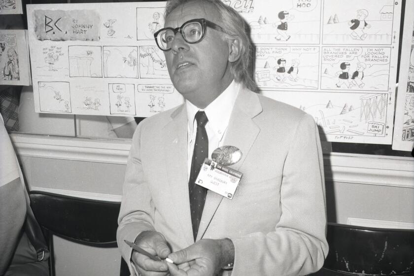 Even author Ray Bradbury bought a few items from the dealers at the San Diego Golden State Comics Convention in the U.S. Grant Hotel on Aug. 1, 1970. "I got a few issues of Mad magazine," he said.