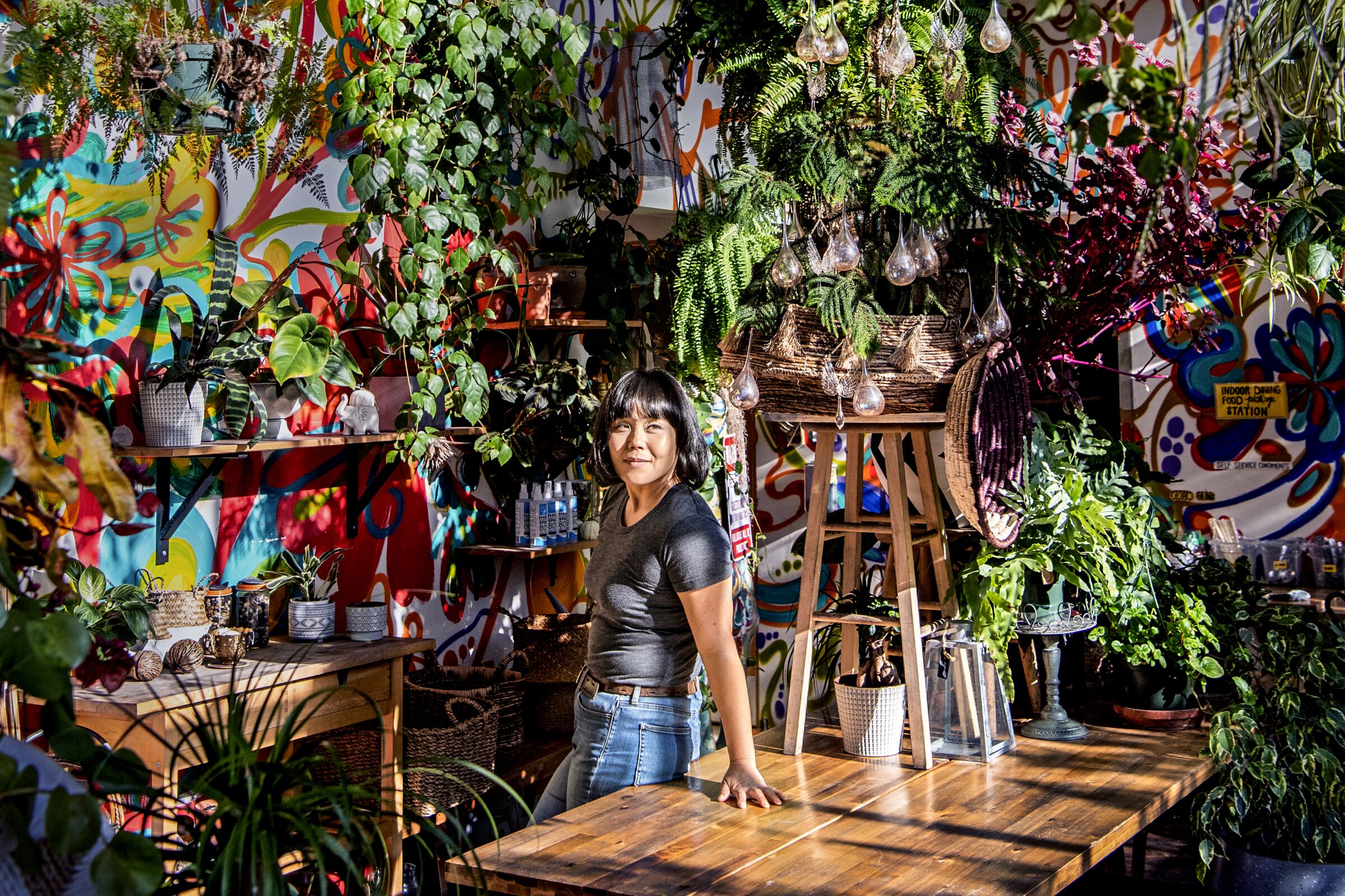 Yuko Watanabe is immersed in plants inside her restaurant Yuko Kitchen: DTLA.