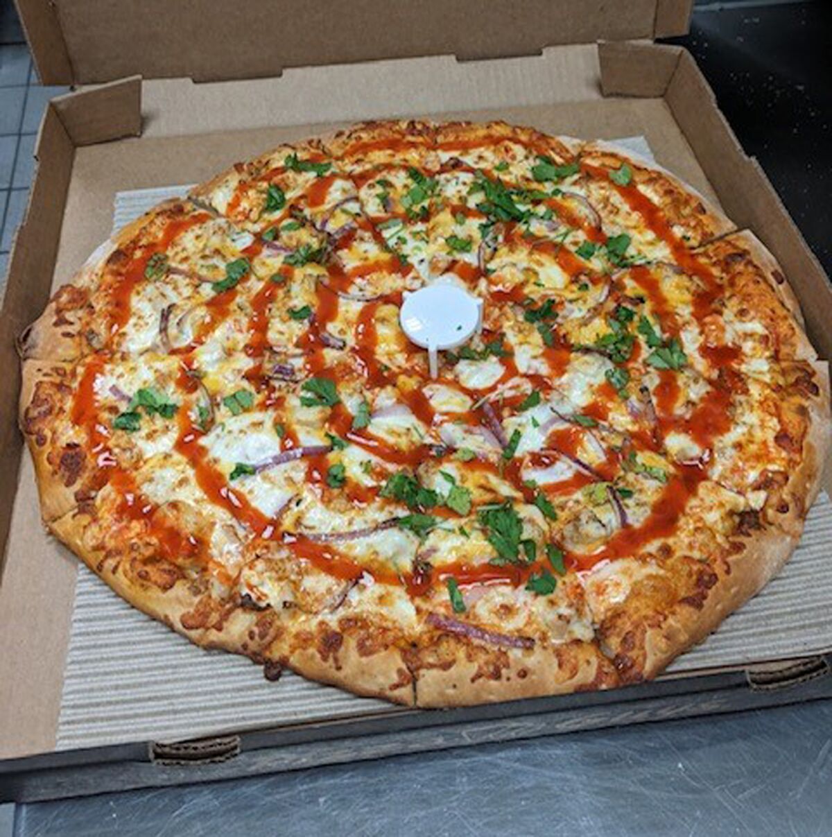 Buffalo chicken pizza is among options at Pizza Guys in Pacific Beach.
