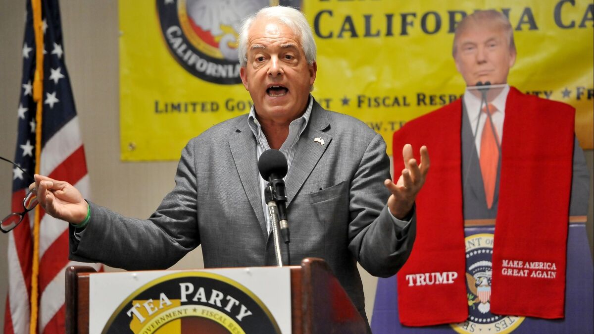 Republican gubernatorial candidate John Cox speaks to the Tea Party California Caucus in Fresno in August.