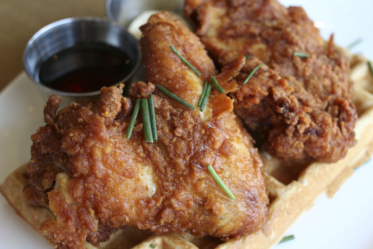 Buttermilk fried chicken and waffle