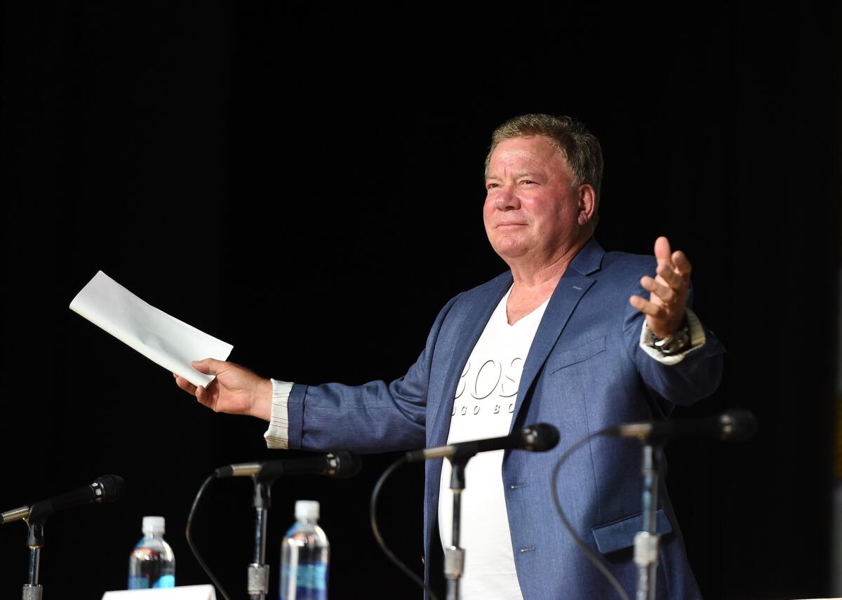 Sail away with actor William Shatner, shown here onstage at "The Autobiography of James T. Kirk" on July 9 during Comic-Con International 2015 at the San Diego Convention Center.