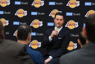 LOS ANGELES, CALIFORNIA - JUNE 24: JJ Redick speaks as he is introduced as the Los Angeles Lakers new head coach at UCLA Health Training Center on Monday, June 24, 2024 in Los Angeles, CA. (Robert Gauthier / Los Angeles Times)