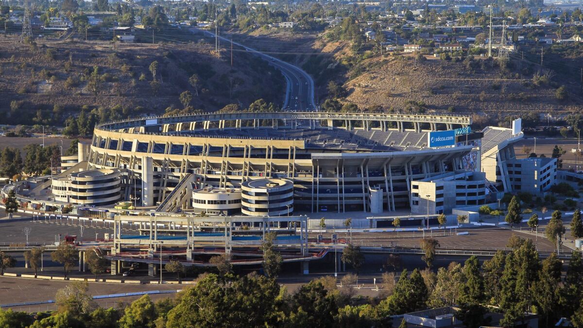 Competing ballot measures seek to buy or lease the Mission Valley stadium site from the city for redevelopment purposes.