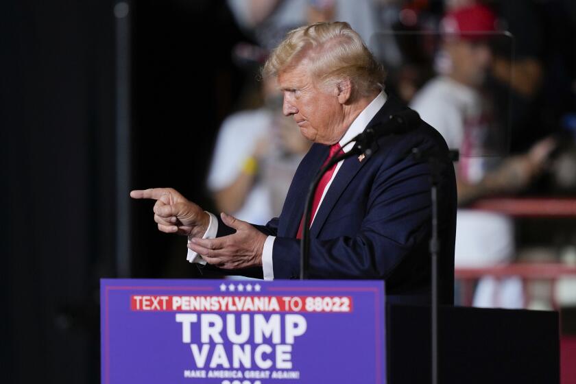 Republican presidential candidate former President Donald Trump speaking during a campaign rally in Harrisburg, Pa., Wednesday, July 31, 2024. (AP Photo/Matt Rourke)