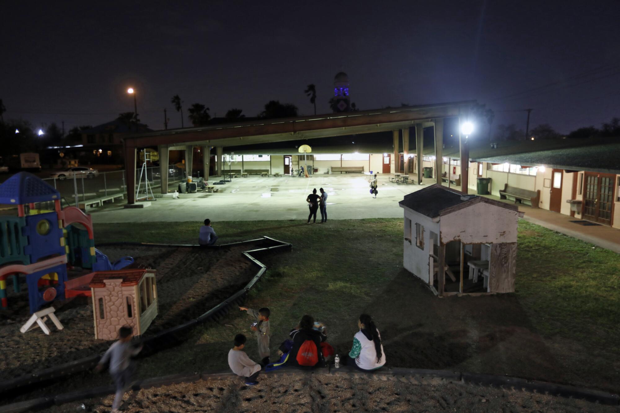 Families at a shelter in Mission, Texas