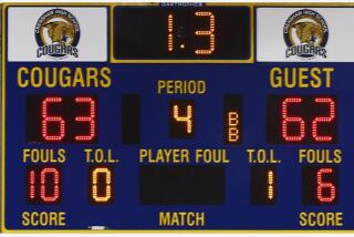 The Crenshaw High scoreboard before Westchester walked away with 1.3 seconds left.