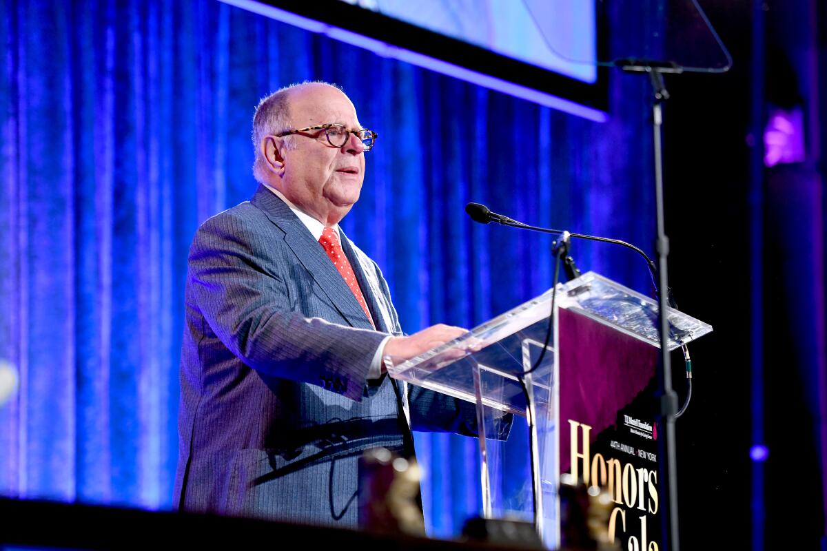 T.J. Martell Foundation Board Chairman & Greenberg Traurig Chair Joel Katz accepts an award onstage during The T.J. Martell Foundation 44th Annual New York Honors Gala on October 15, 2019 in New York City.