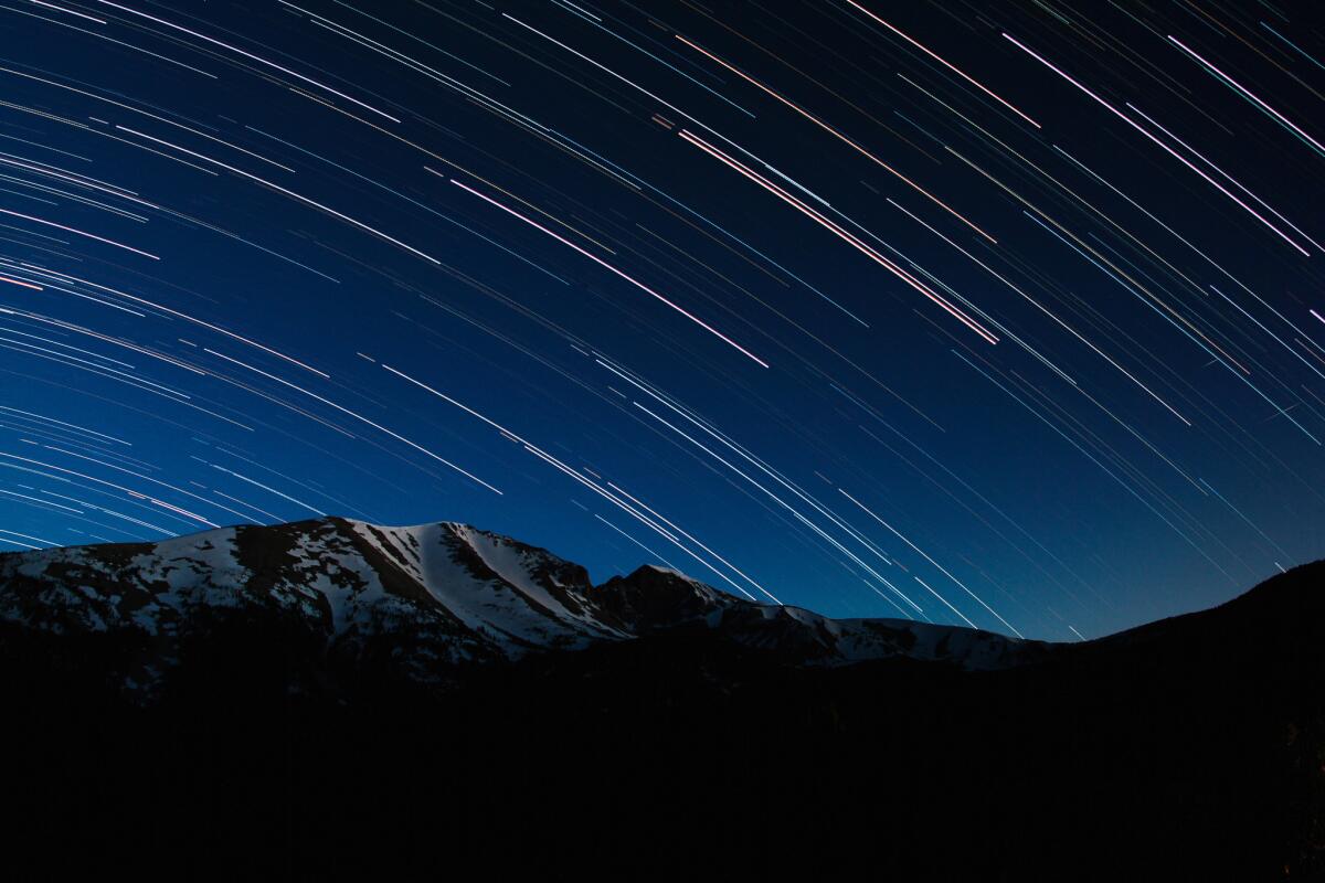 Star trails over Wheeler Peak in Great Basin National Park. (Eric A Norris / Getty Images)