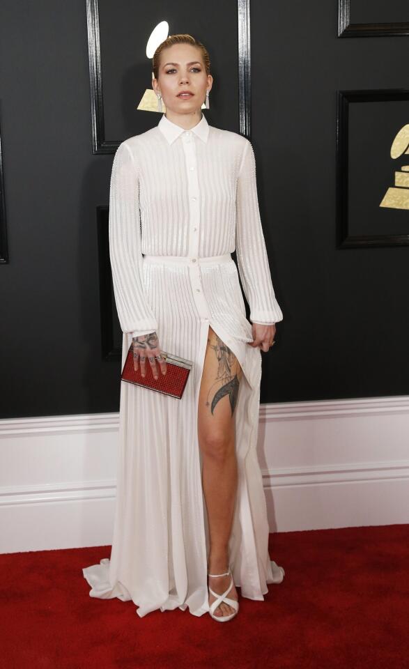 Singer Skylar Grey arrives at the 59th Annual Grammy Awards in Los Angeles