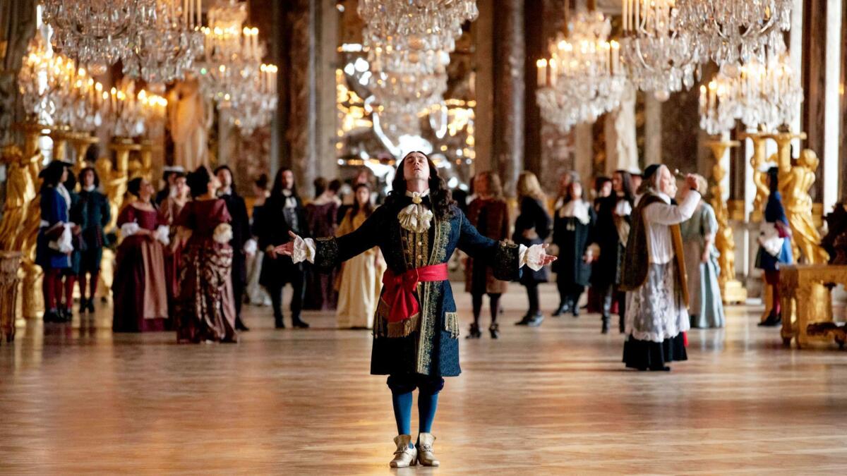 King Louis XIV (George Blagden) holds court in “Versailles,” the Ovation drama about the Sun King’s rise as he constructs an opulent monument to his empire.